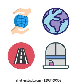 sun icon set. vector set about window, planet earth and road icons set.
