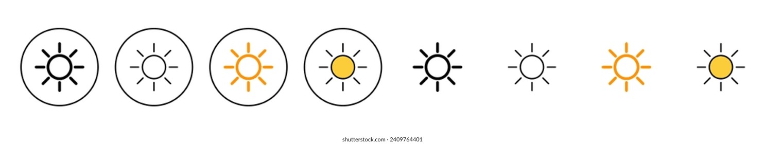 Sun icon set vector. Brightness sign and symbol.