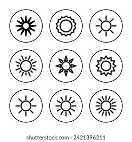 Sun icon set vector. Brightness sign and symbol.