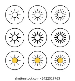 Sun icon set vector. Brightness sign and symbol.