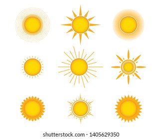 Sun icon set, vector design