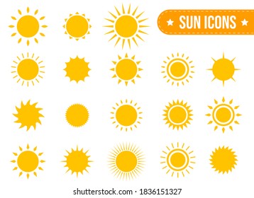 Sun icon set vector design illustration isolated on white background