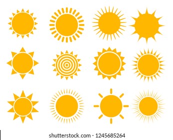 Sun icon set, vector illustration