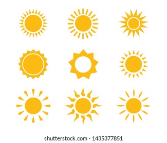 Sun icon set vector illustration design summer yellow - Shutterstock ID 1435377851