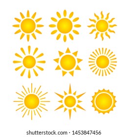 Sun icon set. Vector illustration. EPS 10.