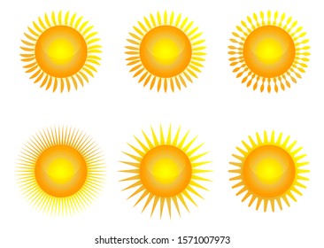 Sun icon set, vector illustration
