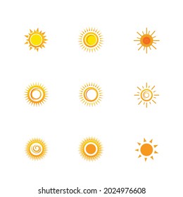 Sun icon set vector illustration design summer yellow