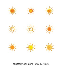 Sun icon set vector illustration design summer yellow