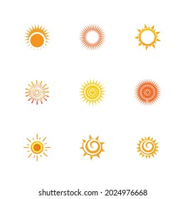 Sun icon set vector illustration design summer yellow