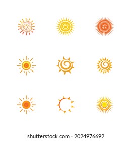 Sun icon set vector illustration design summer yellow