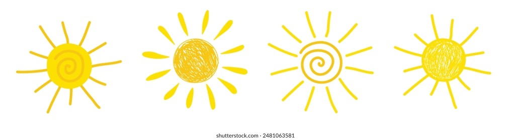 Sun icon set. Vector illustration
