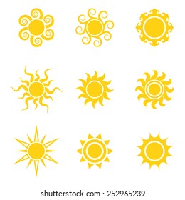 Sun icon set, vector illustration