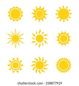 Sun icon set, vector illustration - Shutterstock ID 258877919