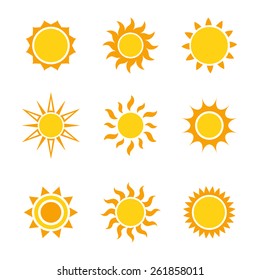 Sun icon set, vector illustration - Shutterstock ID 261858011