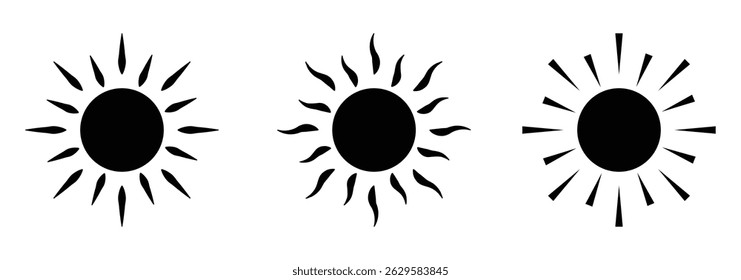 Icono de sol. Conjunto de iconos de sol. Ilustración vectorial EPS 10.