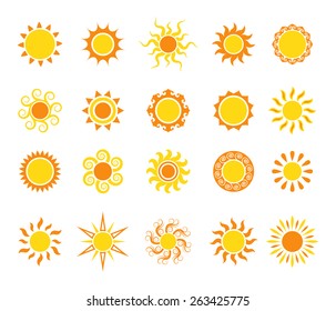 Sun icon set, vector illustration