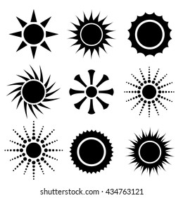 Sun icon set. Vector Illustration.