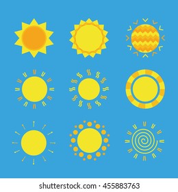 Sun icon set. Vector Illustration