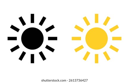 Sun icon set vector isolated on white background