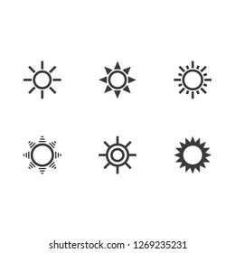 Sun icon set. Vector icon. Sun symbol. Weather icon. Meteorology sign. Design element for work.