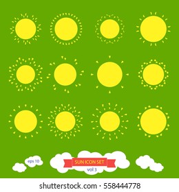 Sun icon set vol 3. Vector illustration EPS10. Collection sun symbol.
