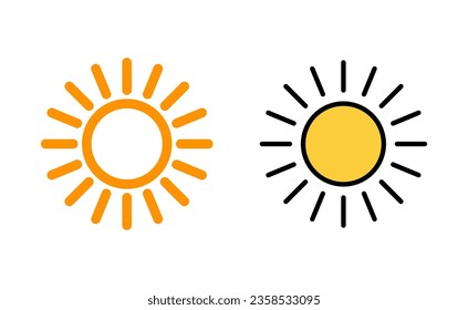 Sun icon set for web and mobile app. Brightness sign and symbol.