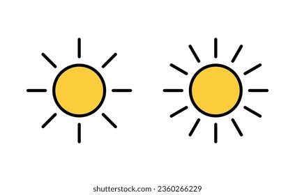 Sun icon set for web and mobile app. Brightness sign and symbol.