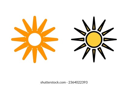 Juego de iconos Sun para la aplicación web y móvil. Signo y símbolo de brillo.