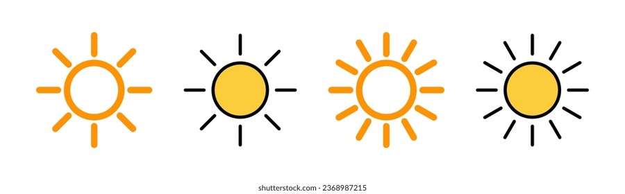 Sun icon set for web and mobile app. Brightness sign and symbol.