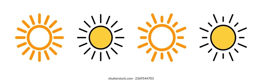 Sun icon set for web and mobile app. Brightness sign and symbol.