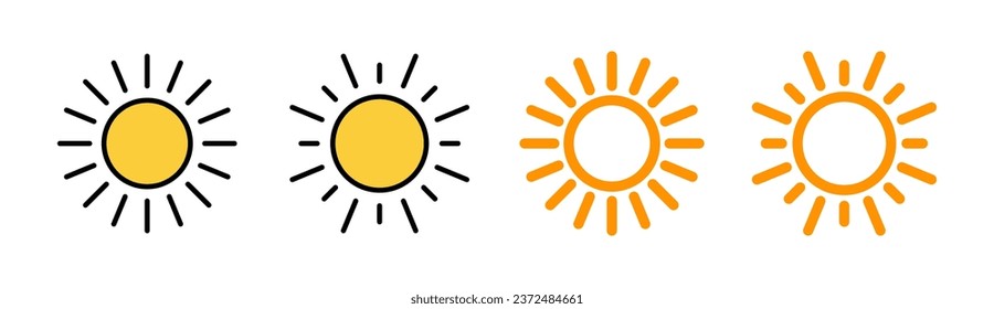 Sun icon set for web and mobile app. Brightness sign and symbol.