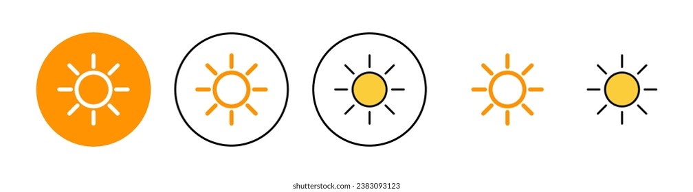 Sun icon set for web and mobile app. Brightness sign and symbol.