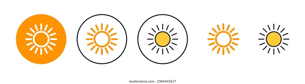 Sun icon set for web and mobile app. Brightness sign and symbol.