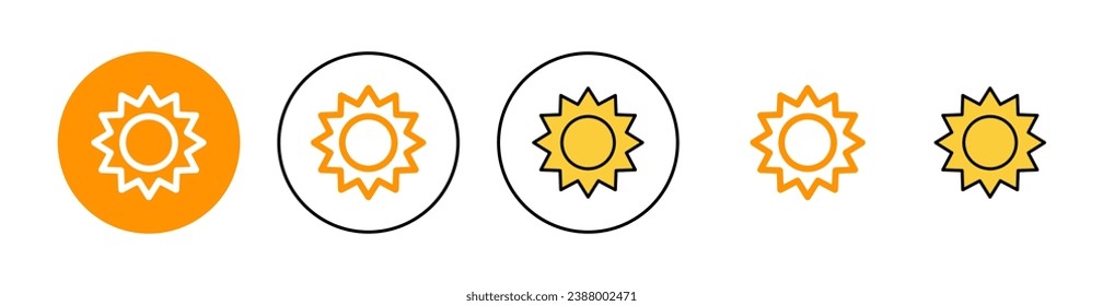 Sun icon set for web and mobile app. Brightness sign and symbol.