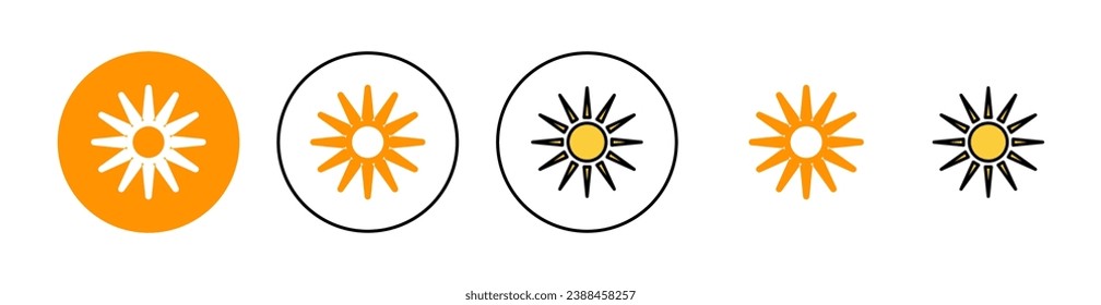 Sun icon set for web and mobile app. Brightness sign and symbol.