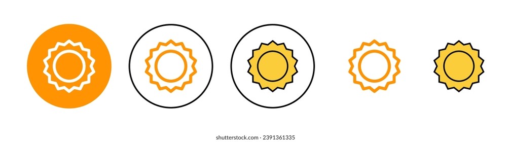 Sun icon set for web and mobile app. Brightness sign and symbol.