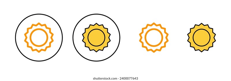 Sun icon set for web and mobile app. Brightness sign and symbol.