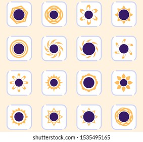 Sun icon set for web sites and user interface