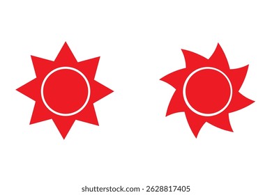 Sun icon set. Yellow sun icons. Shine sun ray set. Sunset icon collection. Yellow sun star icons. Hot solar energy for tan.  eps 10 