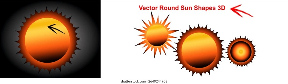 Sun icon set. Yellow sun icons. Shine sun ray set. Sunset icon collection. Yellow sun star icons vector