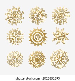Sun icon set. Yellow sun star icons collection.
