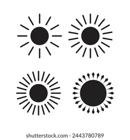El icono de sol define Silueta. Ilustración vectorial.