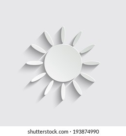 Sun icon with shadow on a grey background