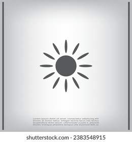 Sun icon with shadow on a grey background