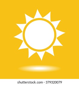 Sun Icon with shadow on a yellow background. The file is saved in the version 10 EPS. This image contains transparency.