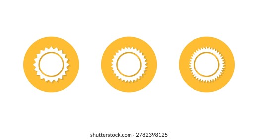Sun icon with shadow. Weather sunshine symbol. Sunny and daylight sign