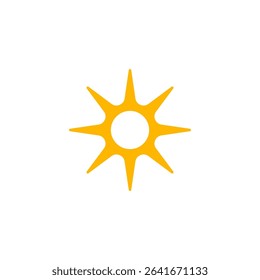 Sun Icon Sharp Rays Minimal Style. Perfect For Weather Apps, Summer Design, Solar Energy Projects, And UI Interfaces. Clean, Bright, Bold Symbol. Vector Illustration