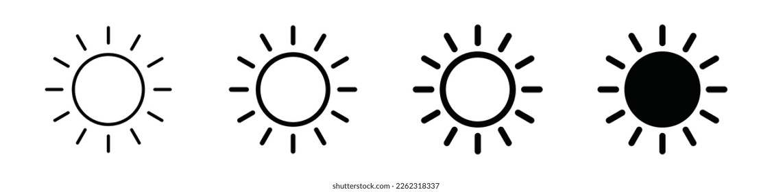 Sun icon. Sun shines or sun ray icon. Sun icons vector with line and flat style for apps and websites, symbol illustration