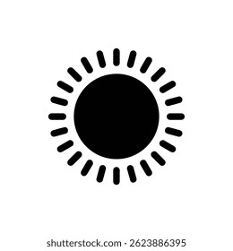 Sun Icon with Short Even Rays Around a Circle - Black Filled