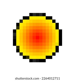 Signo de icono Sun 8 bits Ilustración vectorial de efecto gráfico de píxeles retro